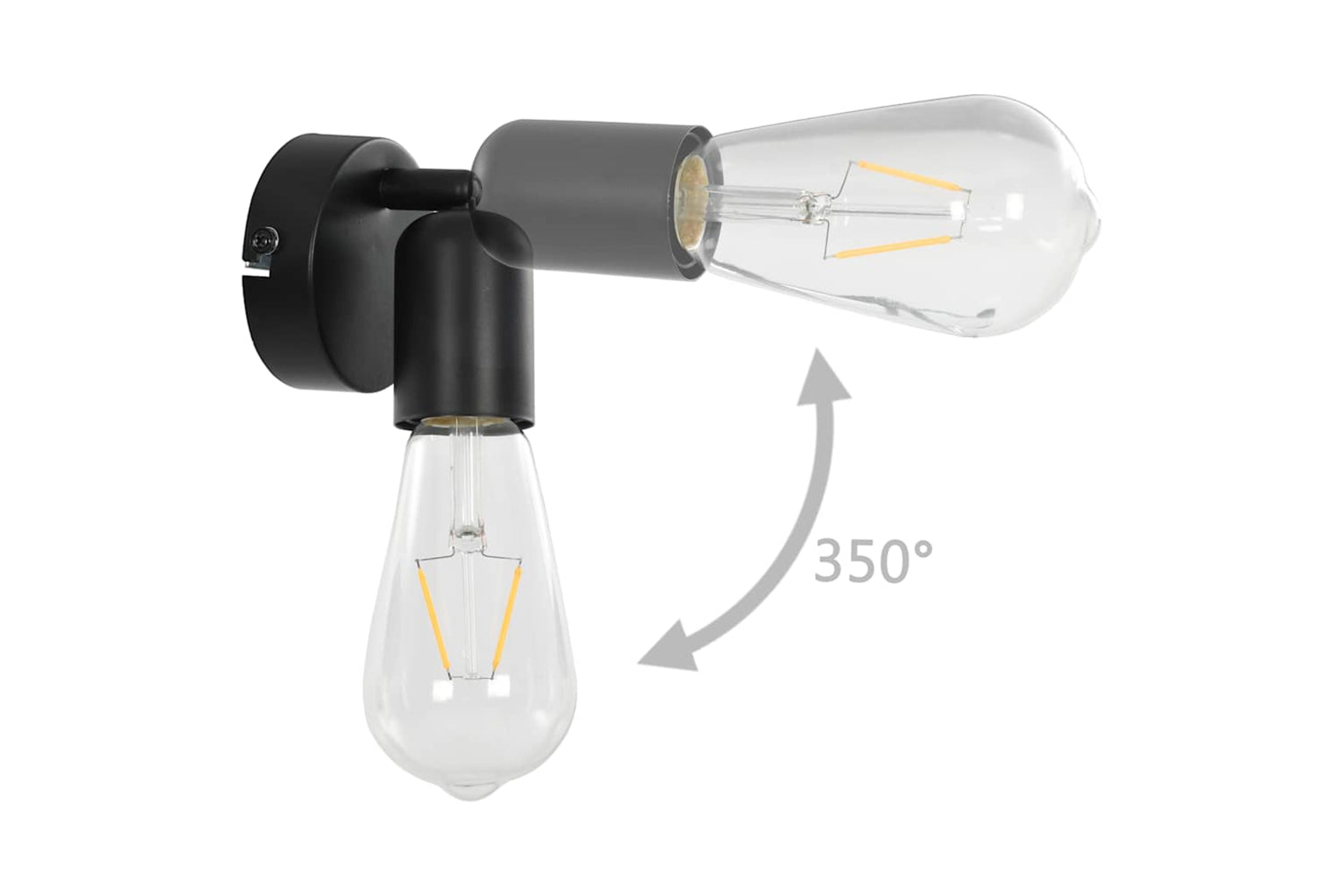 Vidaxl 281411 Spot Lights 2 Pcs With Filament Bulbs 2 W Black E27-7
