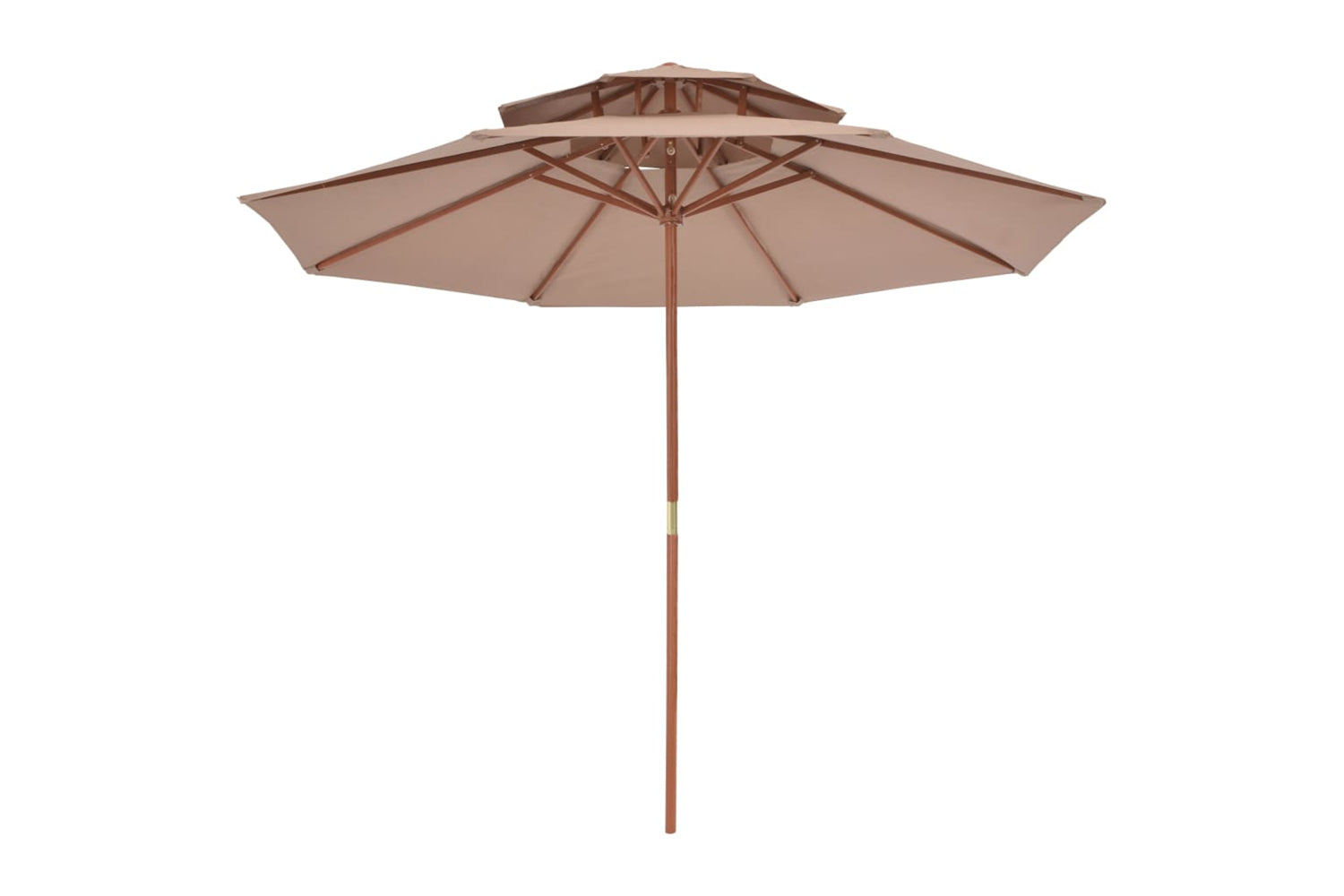 vidaXL 44520 Double Decker Parasol With Wooden Pole 270cm Taupe-3