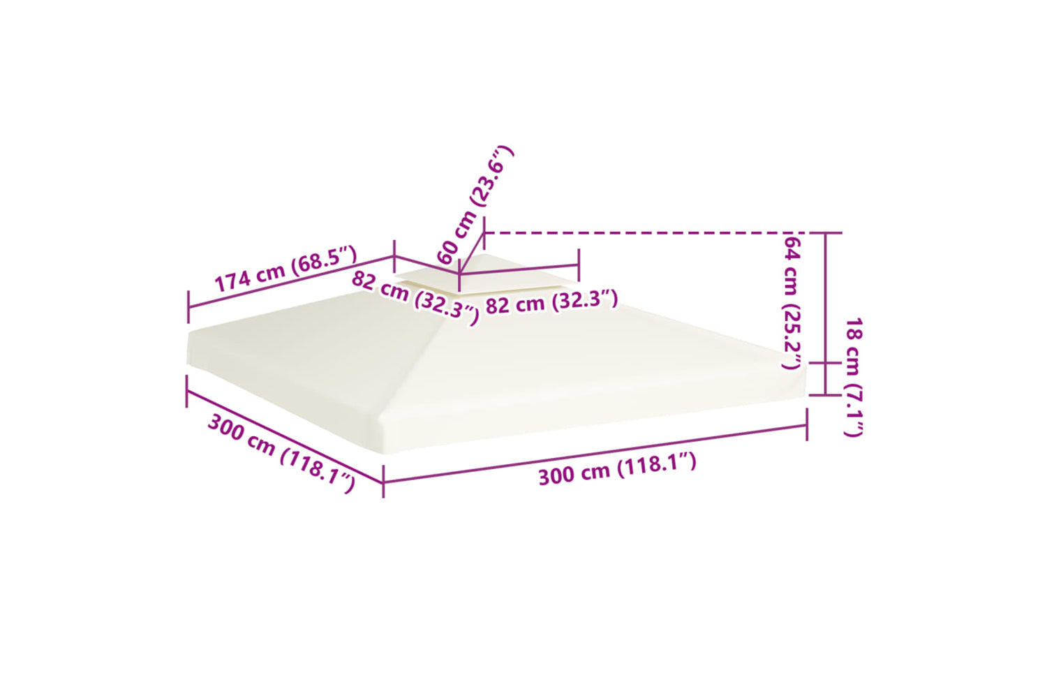 Vidaxl Gazebo Cover Canopy Replacement 310 G / M2 Cream White 3 X 3 M-6