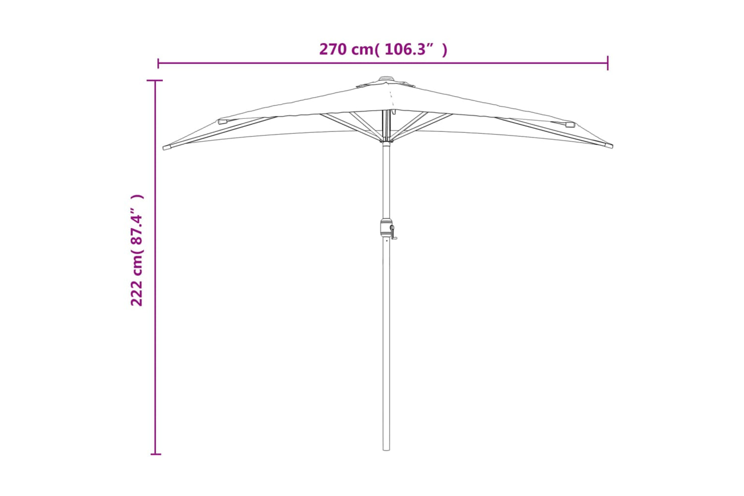 vidaXL 44588 Balcony Parasol With Aluminium Pole Green 270x144cm Half-8