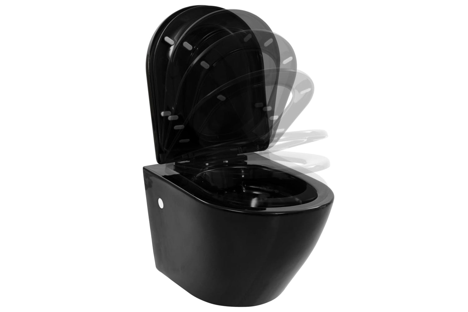 Vidaxl 3054478 Wall Hung Toilet With Concealed Cistern Ceramic Black-6