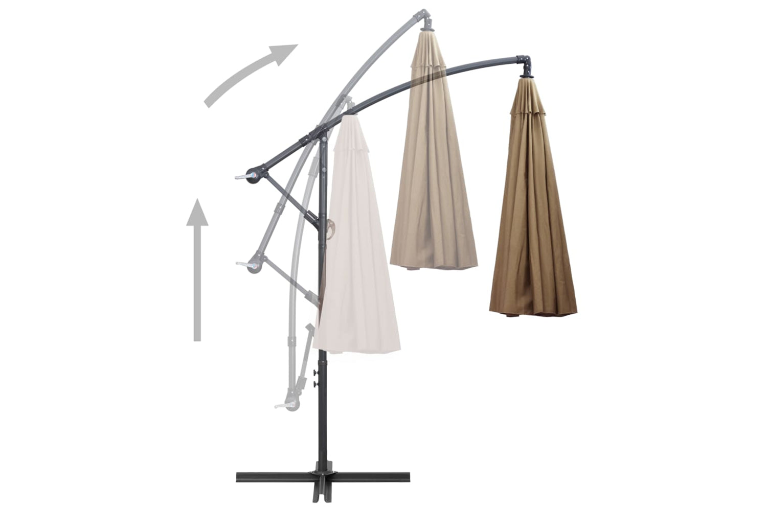 Vidaxl 47223 Hanging Parasol Taupe 3 M Aluminium Pole-4