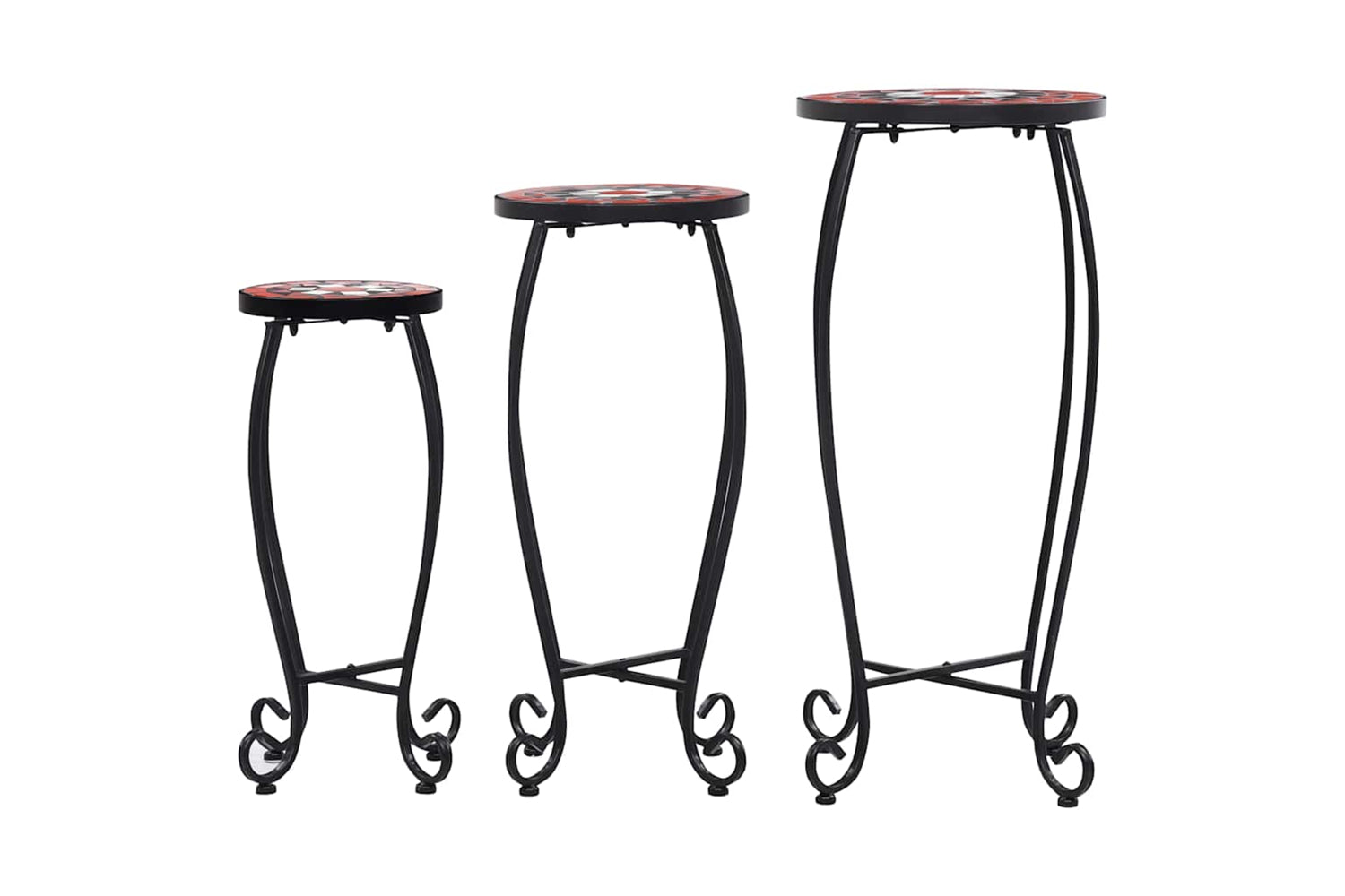 Vidaxl 46704 Mosaic Tables 3 Pcs Terracotta And White Ceramic-2