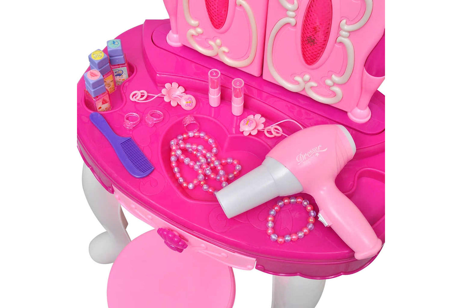 Vidaxl 3-mirror Kids' Playroom Standing Toy Vanity Table With Light/sound-4