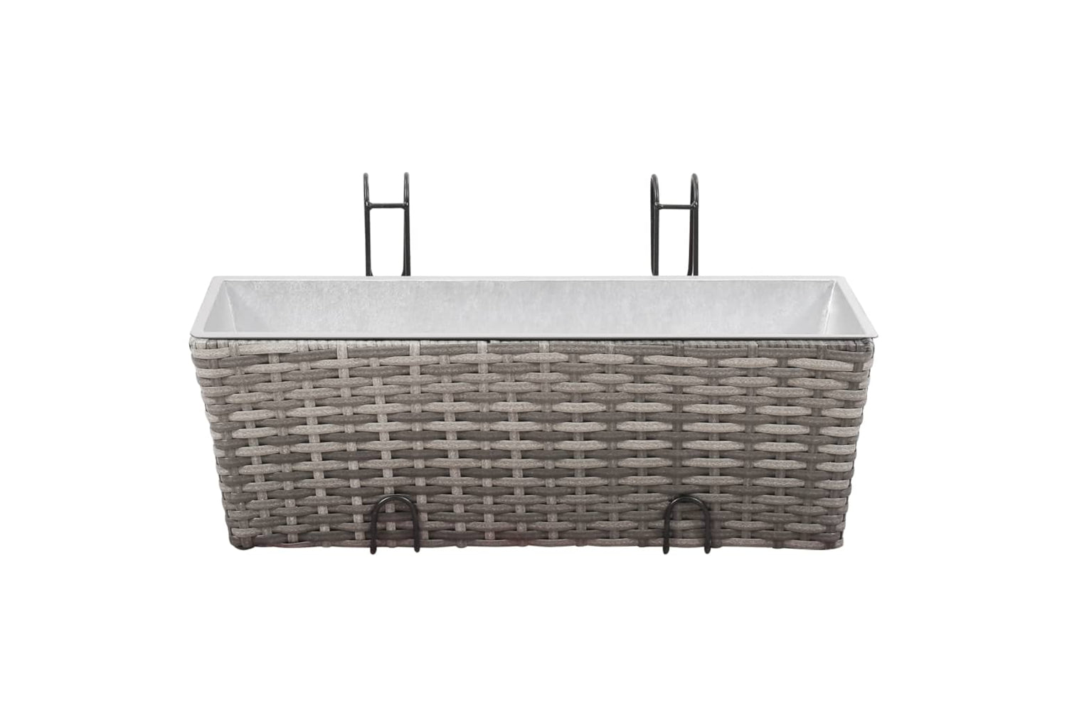 vidaXL 45428 Balcony Raised Beds 2 Pcs 50cm Grey Poly Rattan-3