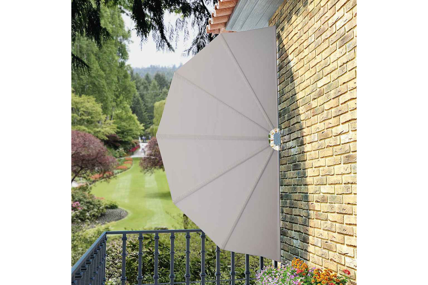 vidaXL 44577 Collapsible Terrace Side Awning Cream 160cm-3