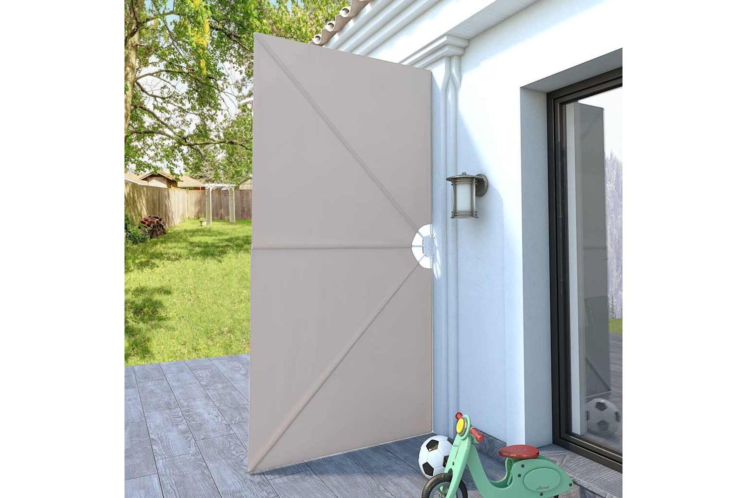 vidaXL 44568 Collapsible Terrace Side Awning Cream 300x150cm-2