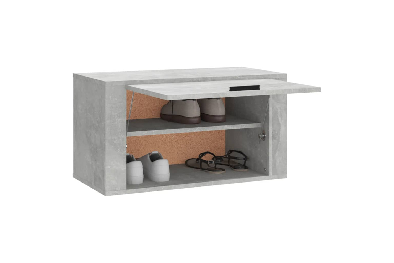 vidaXL 821016 Wall-mounted Shoe Cabinet Concrete Grey 70x35x38cm Engineered Wood-3