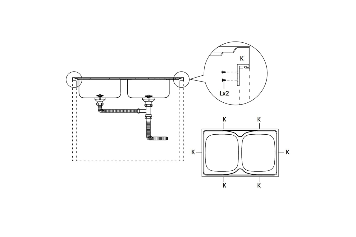 Vidaxl 147238 Kitchen Sink With Double Sinks Silver 1200x500x155 Mm Stainless Steel-8
