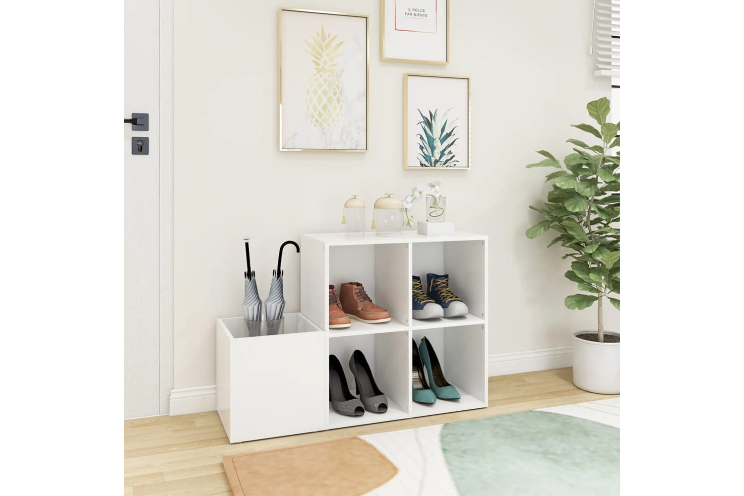 vidaXL 808251 Hall Shoe Cabinet White 105x35.5x70cm Engineered Wood-2
