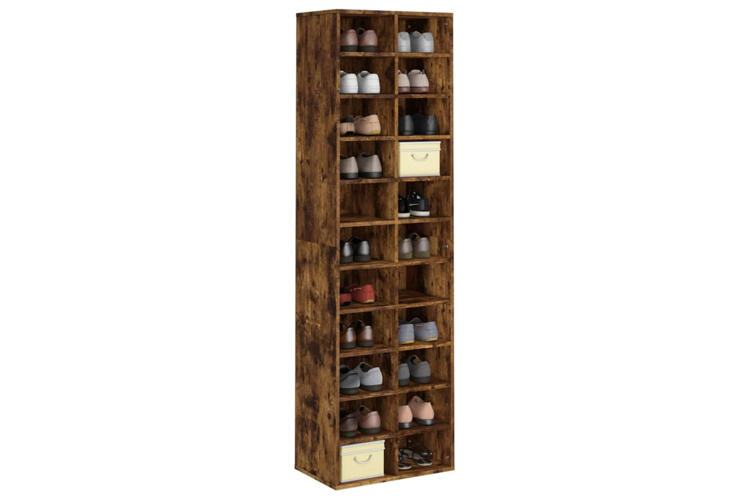 vidaXL 815300 Shoe Cabinet Smoked Oak 54x34x183cm Engineered Wood-2