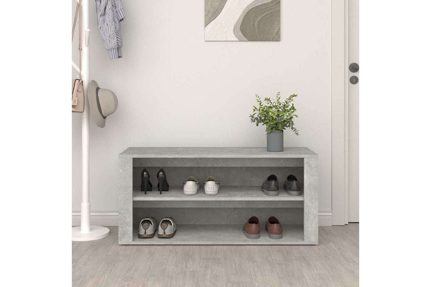 vidaXL 816908 Shoe Rack Concrete Grey 100x35x45cm Engineered Wood-2