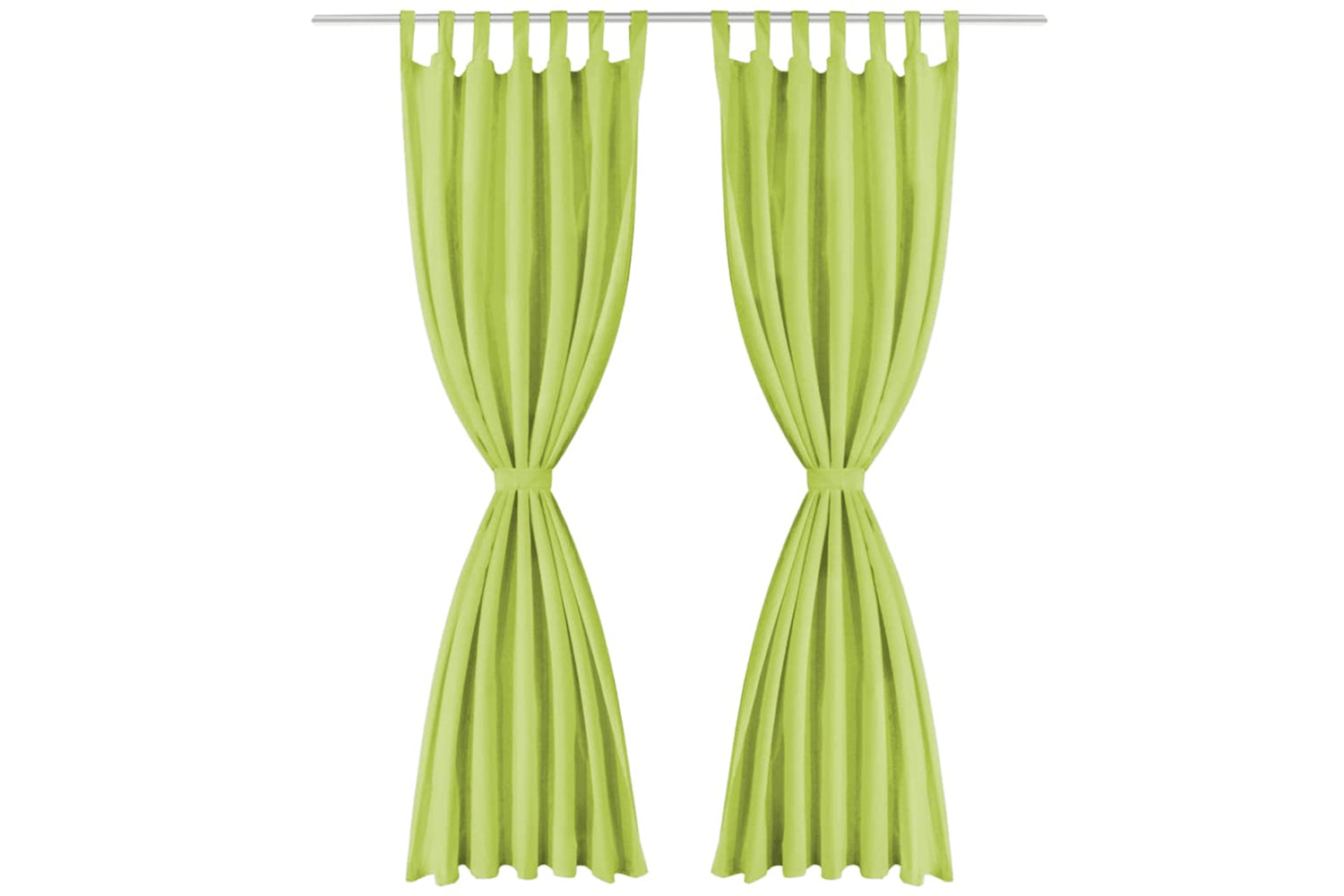 vidaXL 132222 Micro-satin Curtains 2 Pcs With Loops 140x175cm Green-2