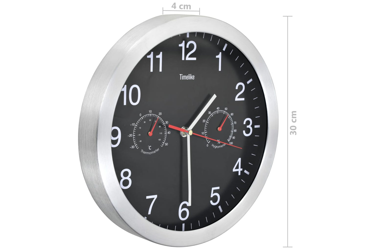 Vidaxl 50624 Wall Clock With Hygrometer and Thermometer 30 cm | Black-5