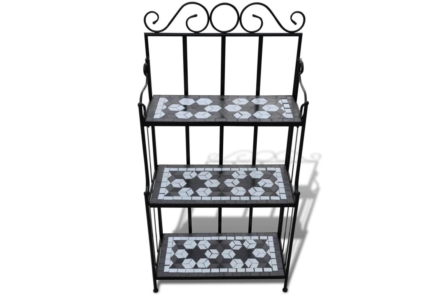 Vidaxl 41133 Plant Stand Plant Display Black White Mosaic Pattern-2