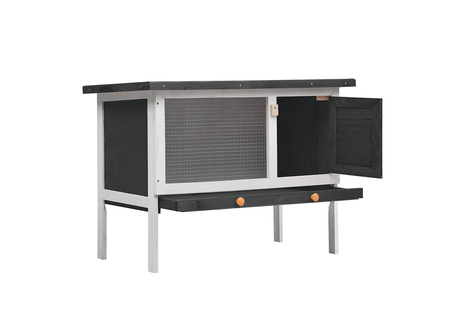Vidaxl 170828 Outdoor Rabbit Hutch 1 Layer Grey Wood-2