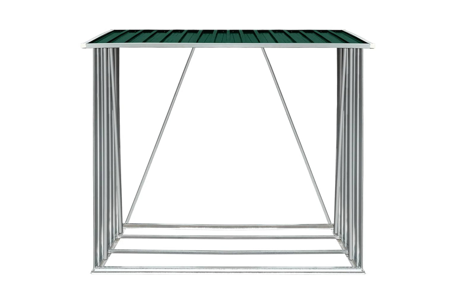 vidaXL 47089 Garden Log Storage Shed Galvanised Steel 163x83x154cm Green-2