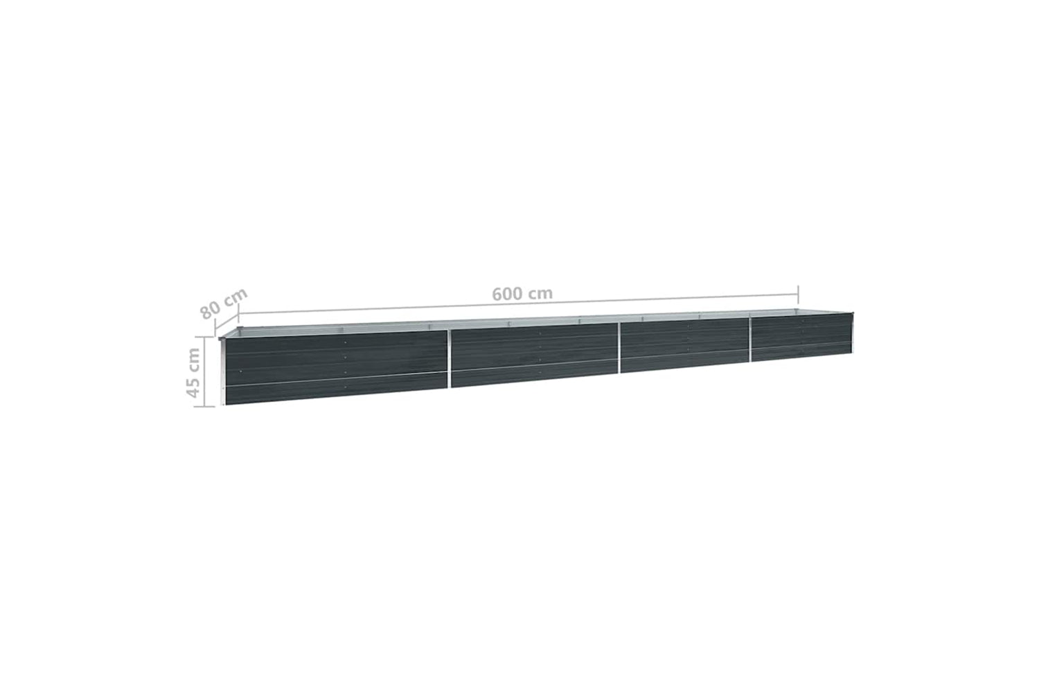 vidaXL 47075 Garden Raised Bed Galvanised Steel 600x80x45cm Anthracite-6