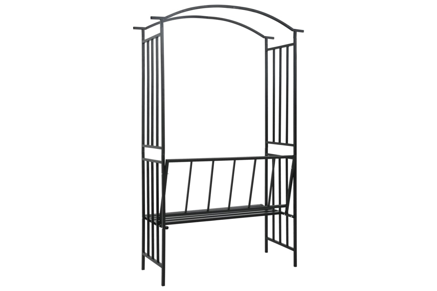 vidaXL 47093 Garden Arch With Bench Black 128x50x207cm Iron-4
