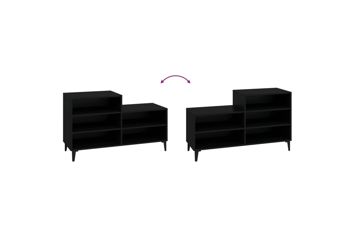 vidaXL 819733 Shoe Cabinet Black 102x36x60cm Engineered Wood-4