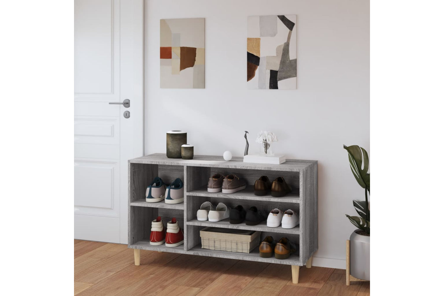 vidaXL 819746 Shoe Cabinet Grey Sonoma 102x36x60cm Engineered Wood-2