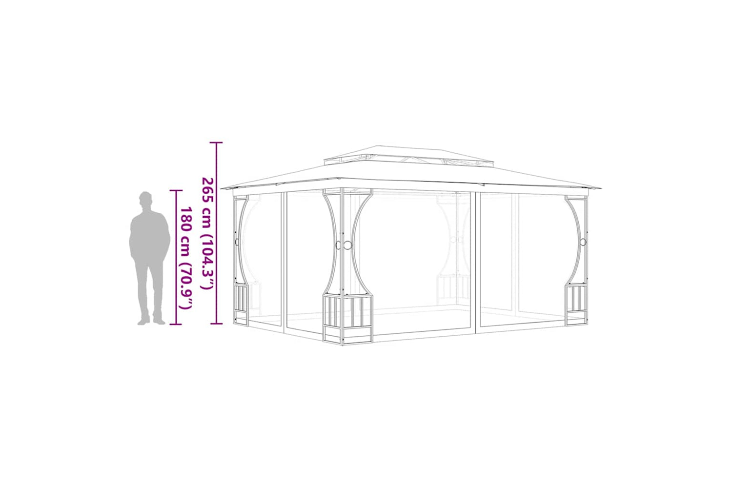 vidaXL 48598 Gazebo With Nets 300x400x265cm Anthracite-6