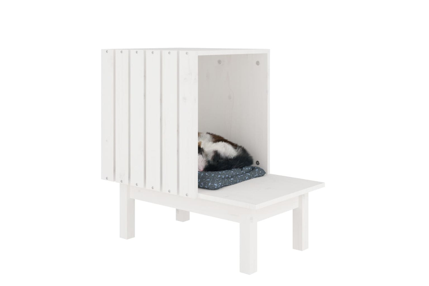 vidaXL 822453 Cat House White 60x36x60cm Solid Wood Pine-5