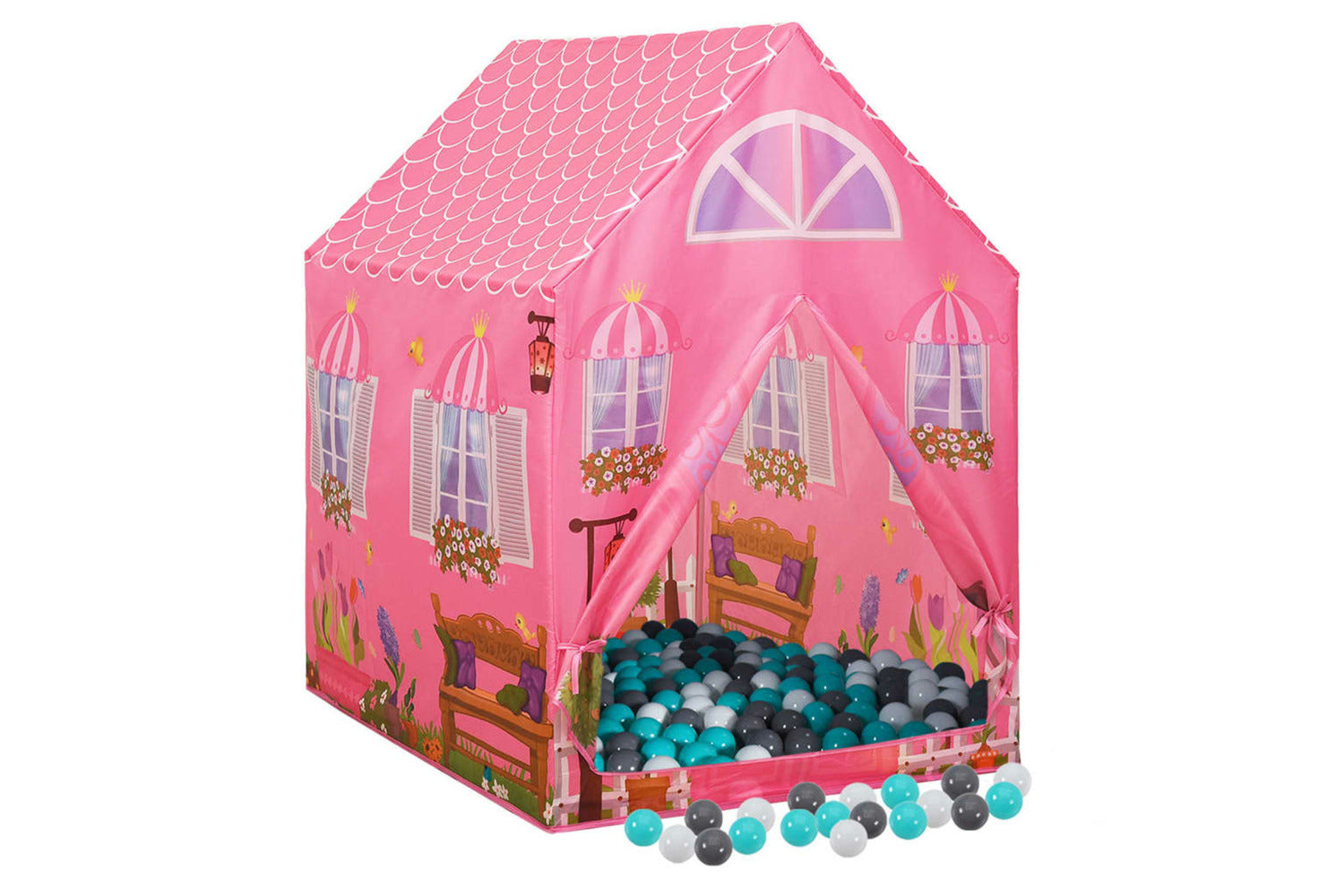 vidaXL 3107749 Children Play Tent With 250 Balls Pink 69x94x104cm-2