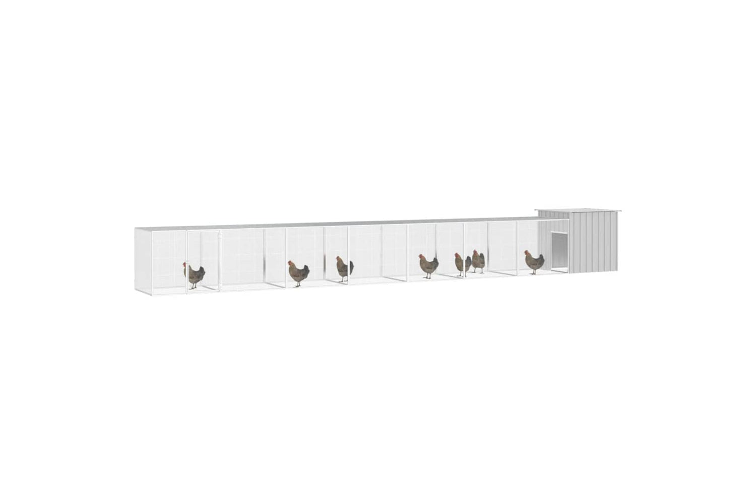 vidaXL 3106464 Chicken Cage Grey 700x91x100cm Galvanised Steel-2