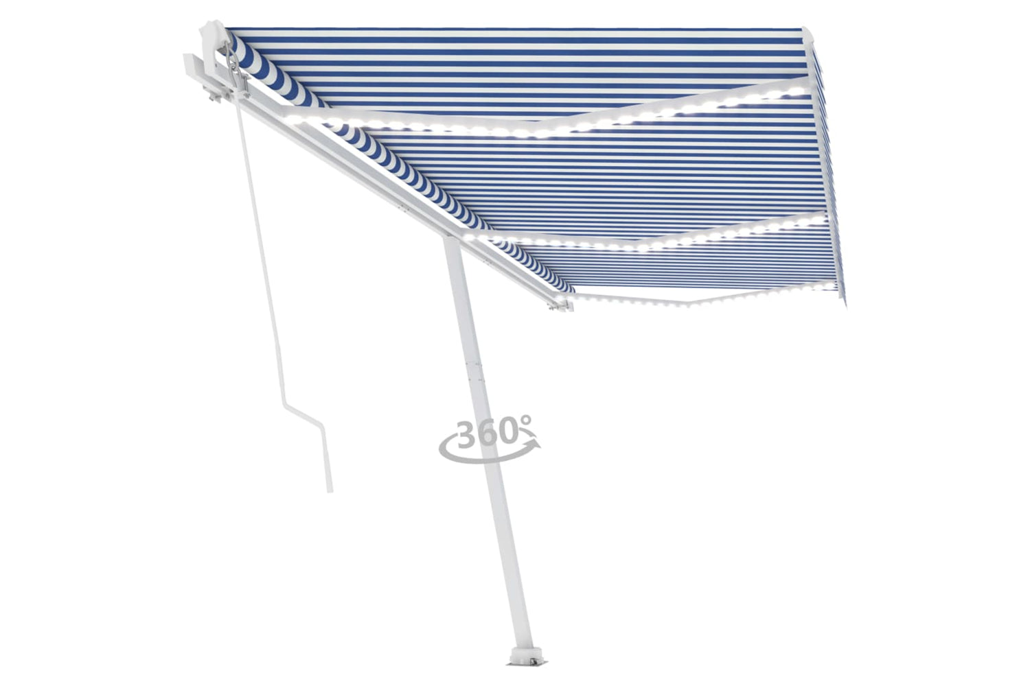 vidaXL 3069681 Manual Retractable Awning With Led 600x350cm Blue And White-2