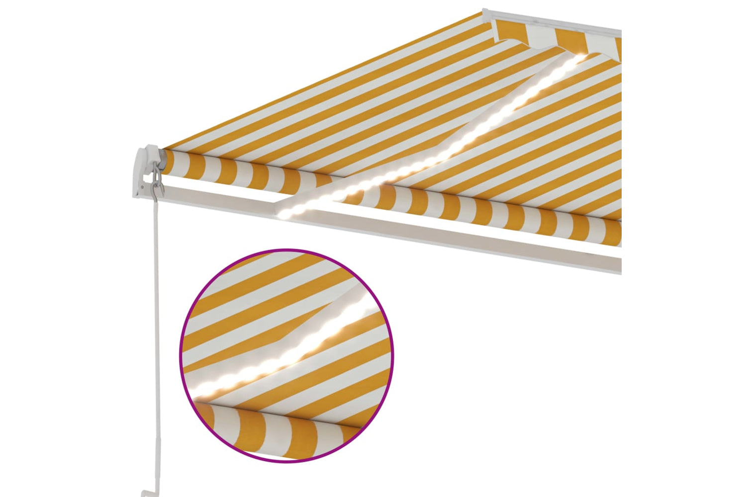 vidaXL 3069683 Manual Retractable Awning With Led 600x350cm Yellow And White-6
