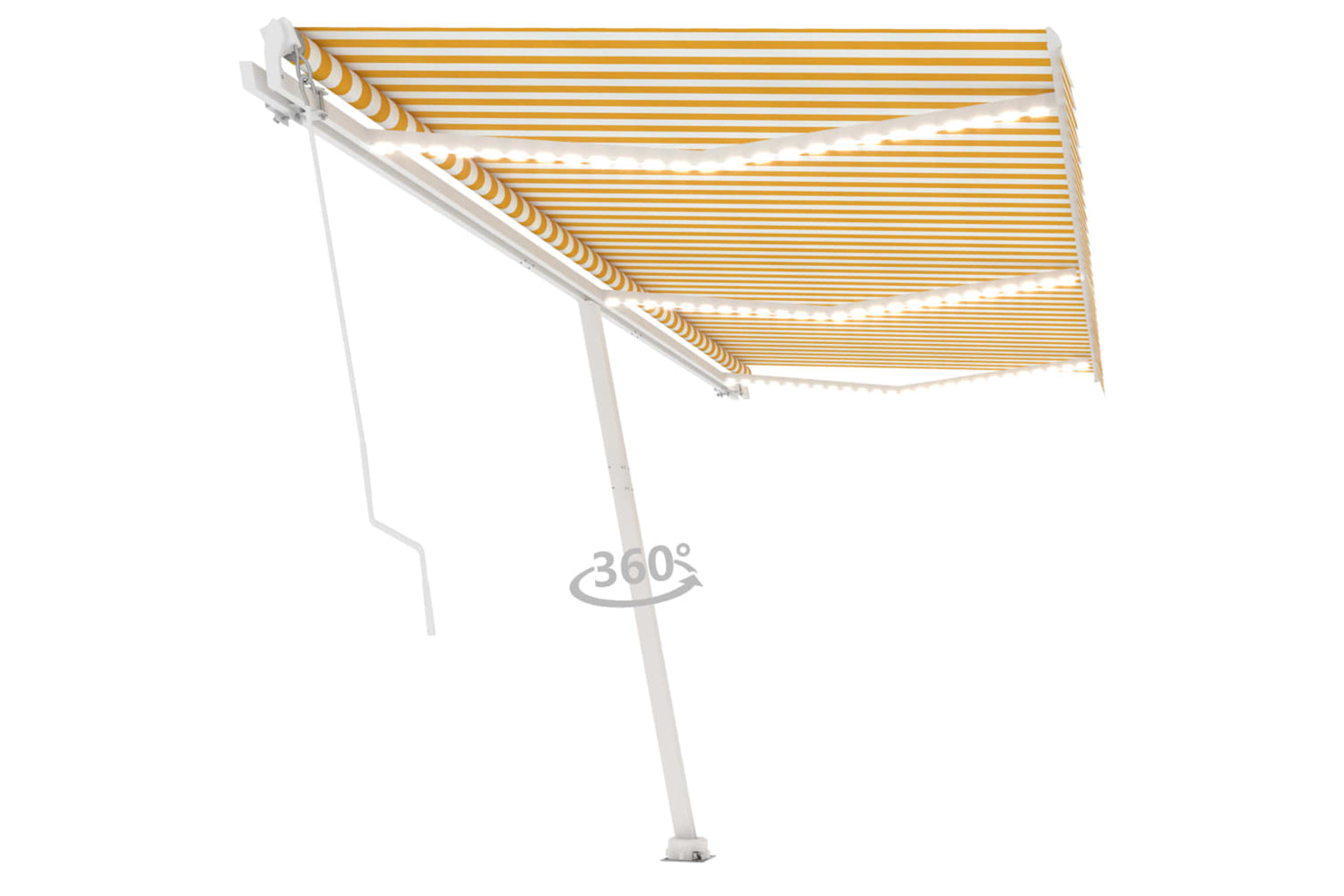 vidaXL 3069683 Manual Retractable Awning With Led 600x350cm Yellow And White-2