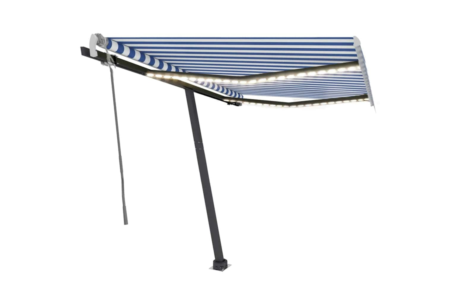 Vidaxl Manual Retractable Awning With Led 350x250 Cm Blue And White-2