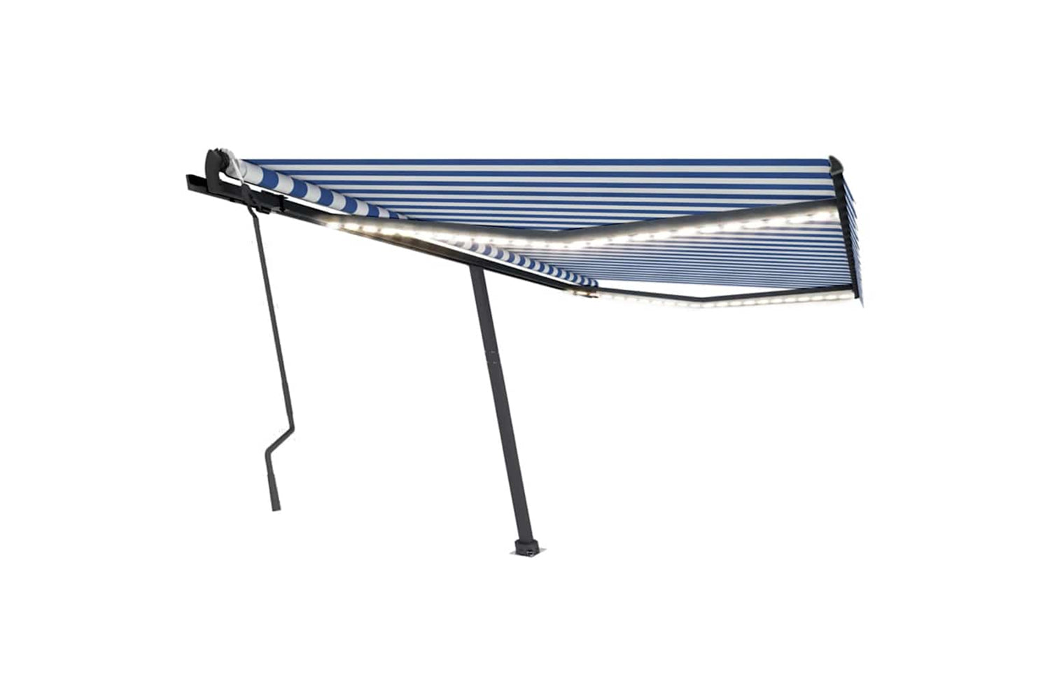 vidaXL 3069741 Manual Retractable Awning With Led 400x300cm Blue And White-2