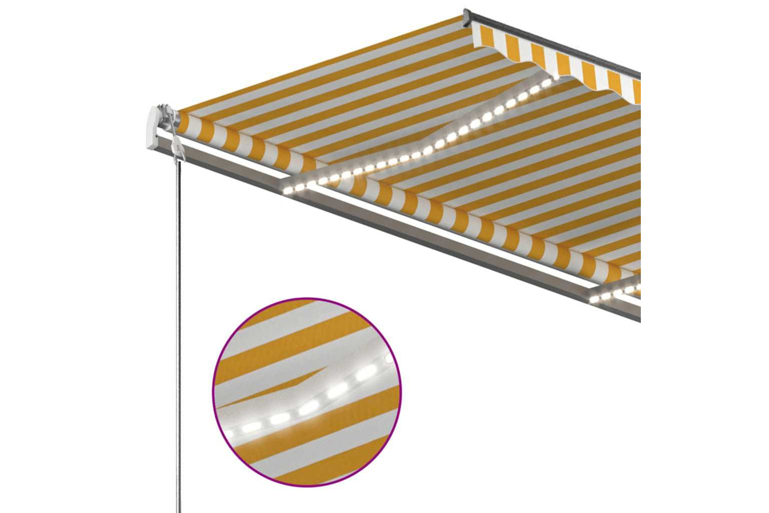 Vidaxl Manual Retractable Awning With Led 350x250 Cm Yellow And White-7