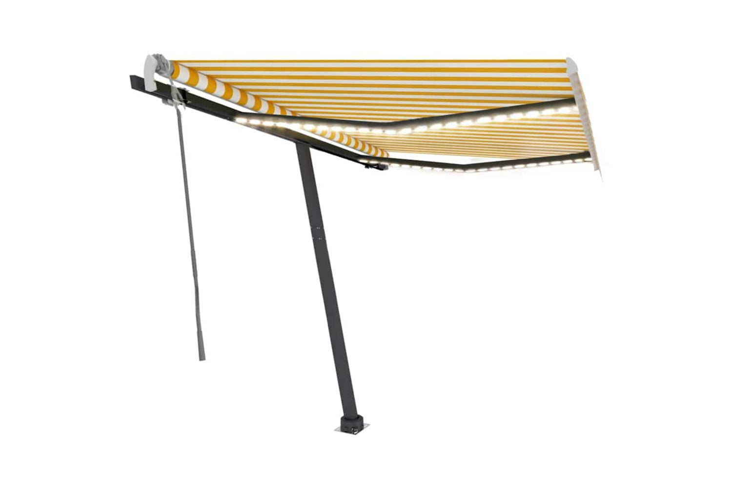 Vidaxl Manual Retractable Awning With Led 350x250 Cm Yellow And White-2