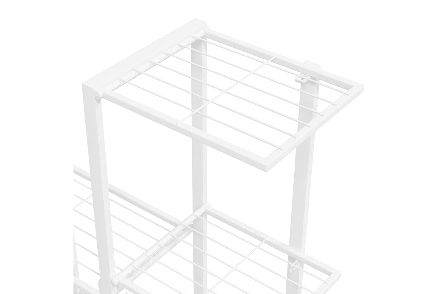 vidaXL 336115 Flower Stand With Wheel 94.5x25x92.5cm White Metal-7