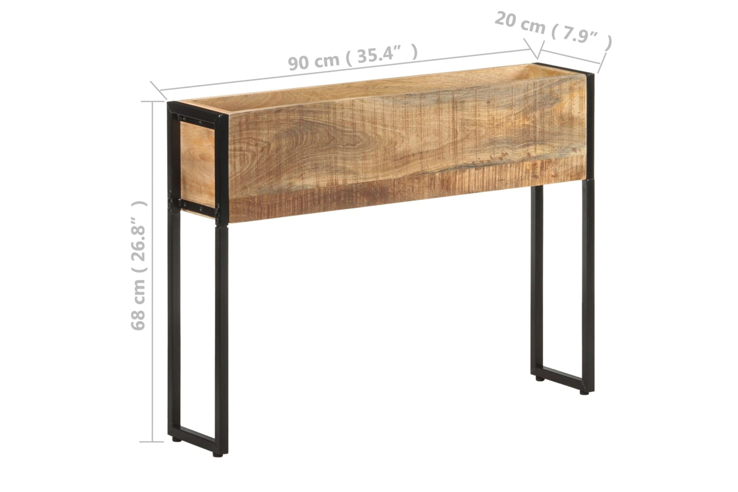 vidaXL 321938 Planter 90x20x68cm Rough Mango Wood-5
