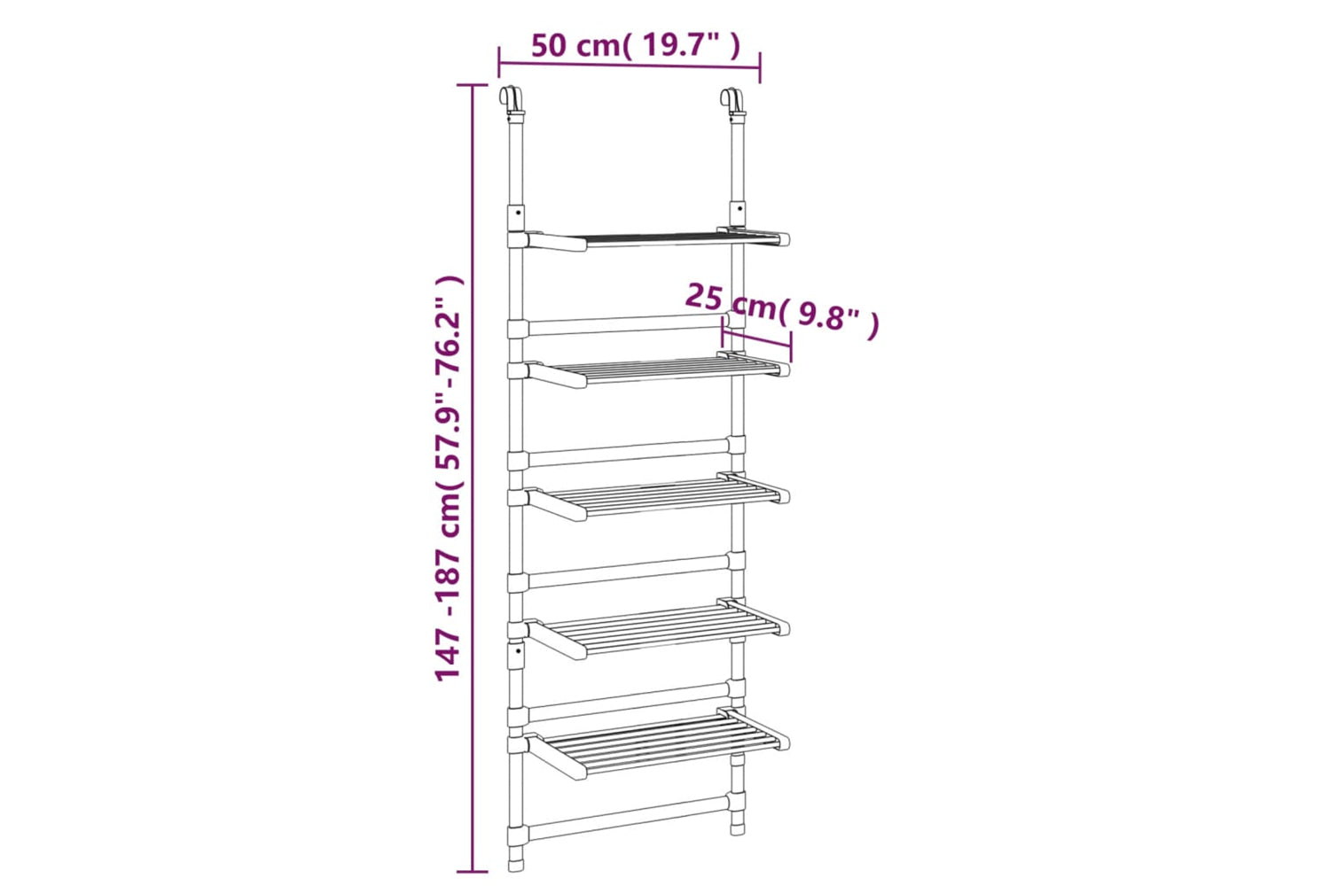 Vidaxl 344384 5-tier Hanging Laundry Drying Rack Aluminium-7