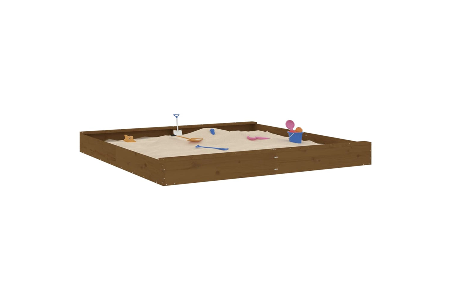 vidaXL 825047 Sandbox With Seats Honey Brown Square Solid Wood Pine-2