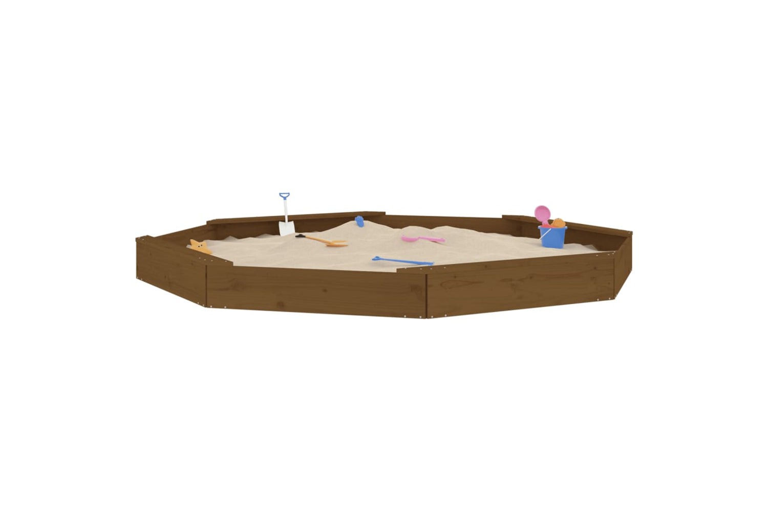 vidaXL 825026 Sandbox With Seats Honey Brown Octagon Solid Wood Pine-2