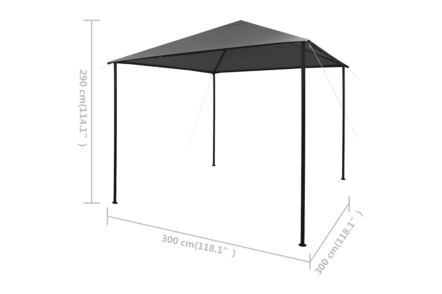 Vidaxl 312240 Gazebo 3x3 M Anthracite Fabric And Steel 180 G/mâ²-8