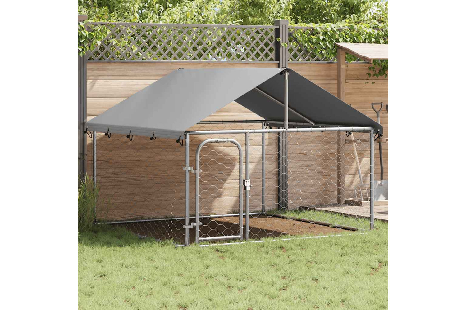 Vidaxl Outdoor Dog Kennel With Roof 200x200x150 Cm-2