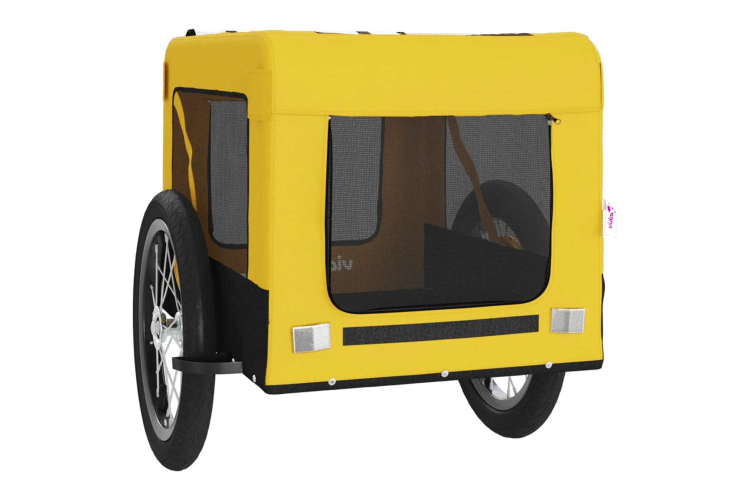 Vidaxl 93917 Pet Bike Trailer Yellow And Black Oxford Fabric&iron-5