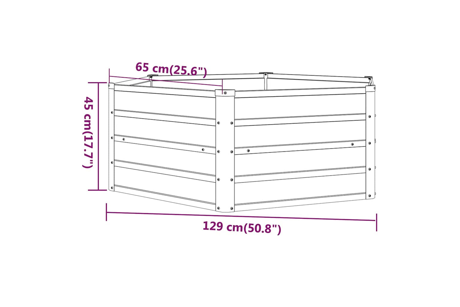 Vidaxl Garden Raised Bed Rusty 129x129x45 Cm Corten Steel-6