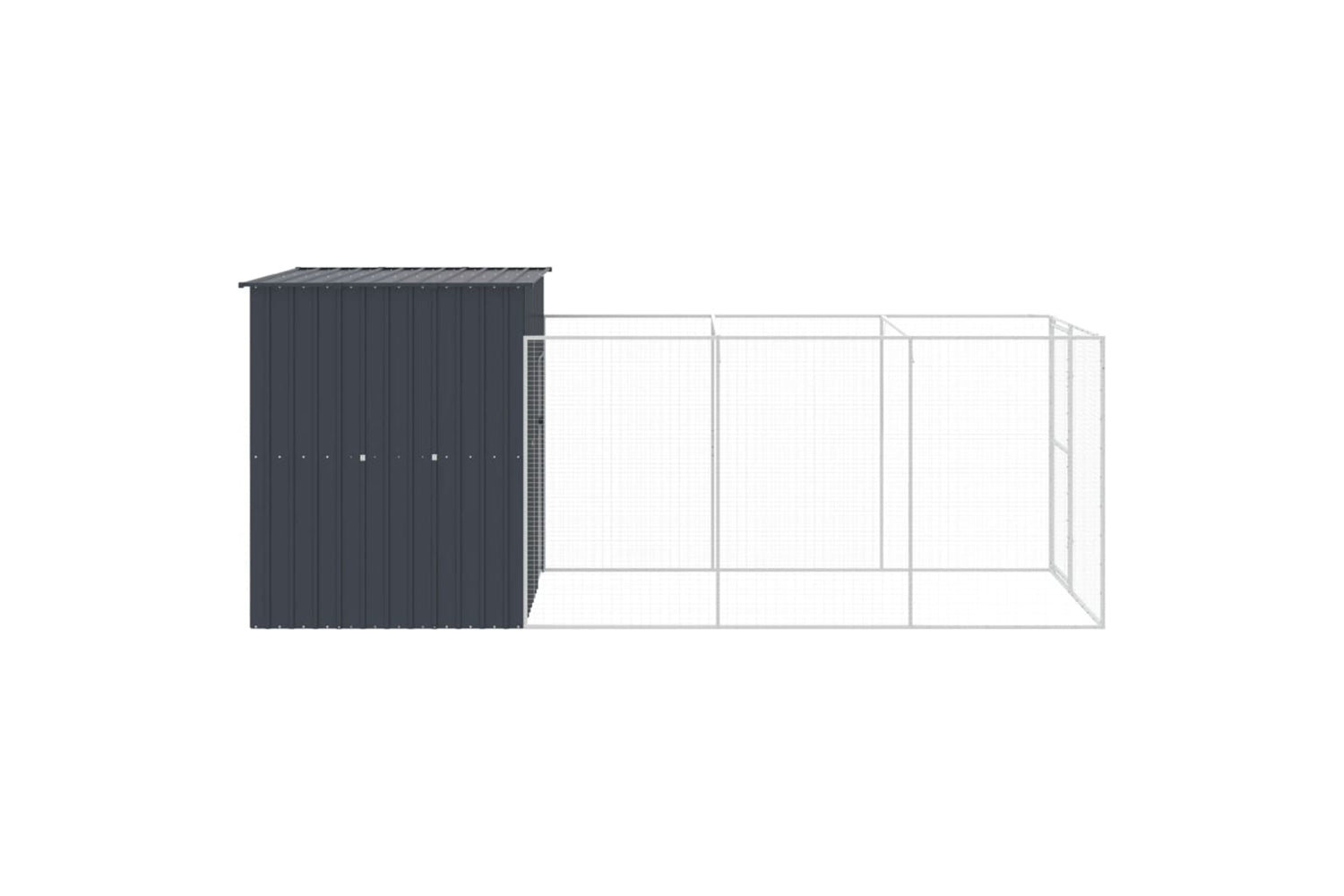 vidaXL 3189099 Dog House With Run Anthracite 165x455x181cm Galvanised Steel-3