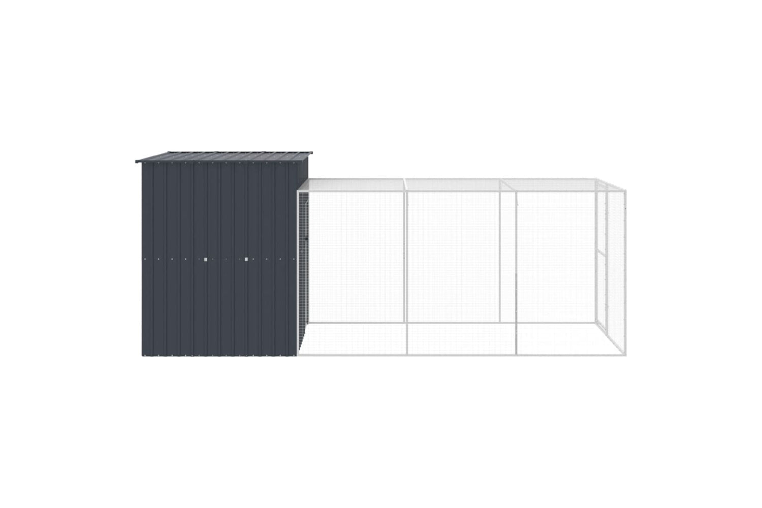 vidaXL 3189109 Chicken Cage With Run Anthracite 165x455x181cm Galvanised Steel-3