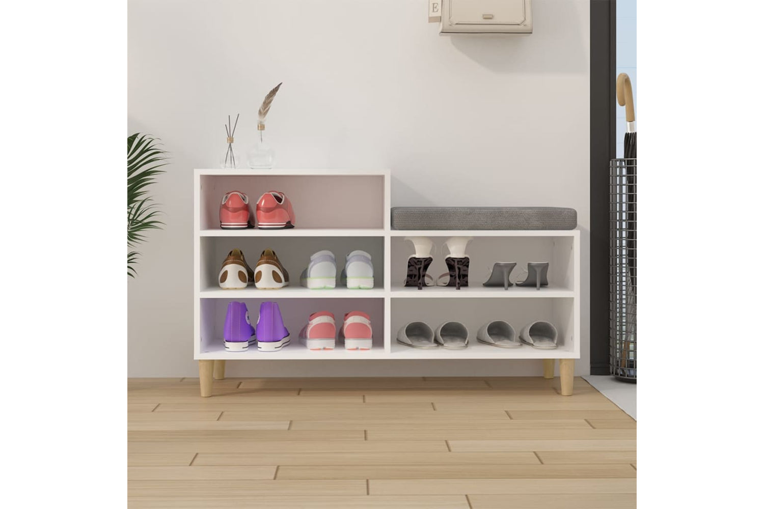 vidaXL 819724 Shoe Cabinet White 102x36x60cm Engineered Wood-2