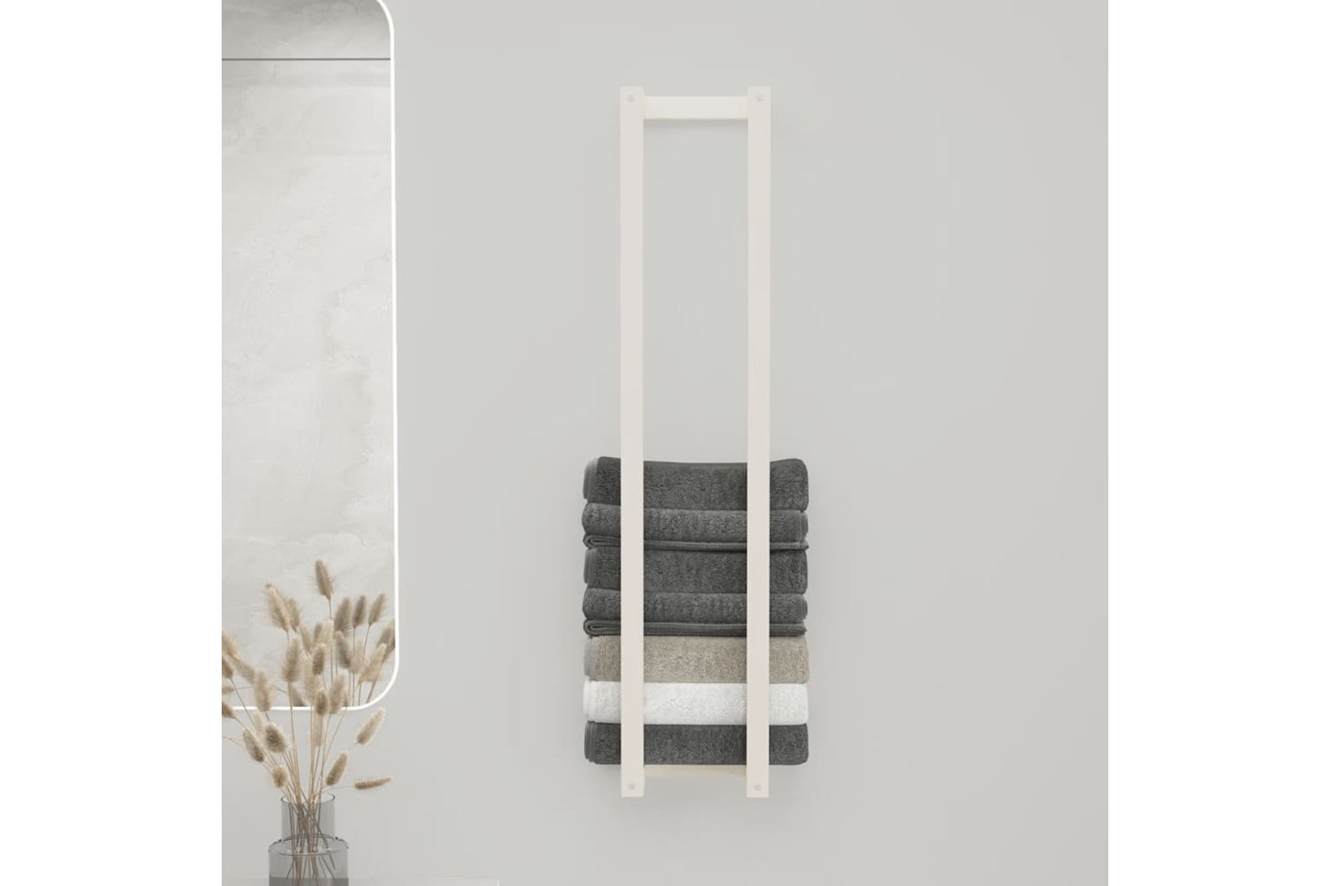 vidaXL 822403 Towel Rack White 23x18x110cm Solid Wood Pine-2