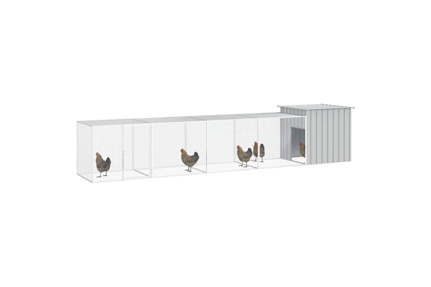 vidaXL 3106462 Chicken Cage Grey 500x91x100cm Galvanised Steel-2